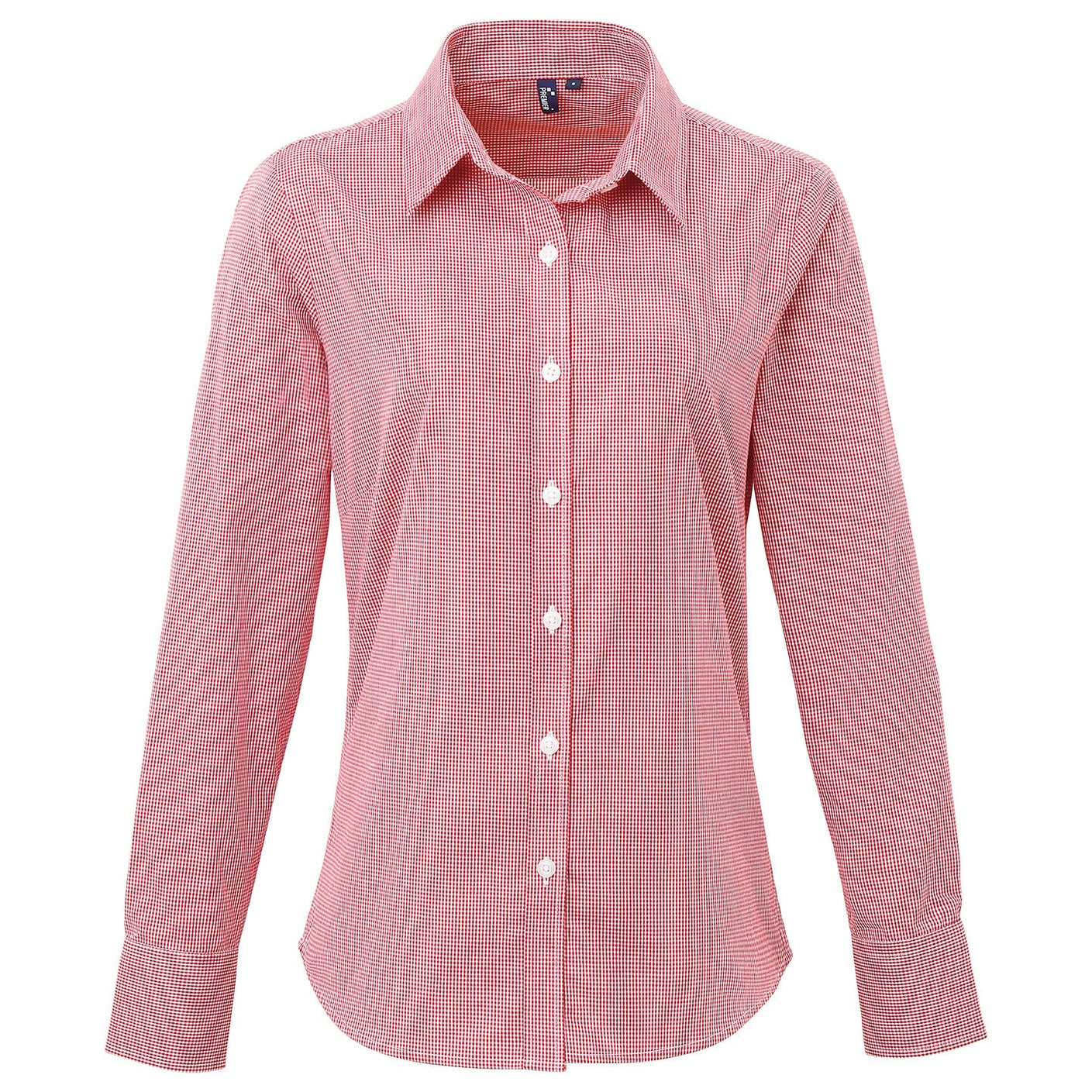 Women's Microcheck (Gingham) long sleeve cotton shirt