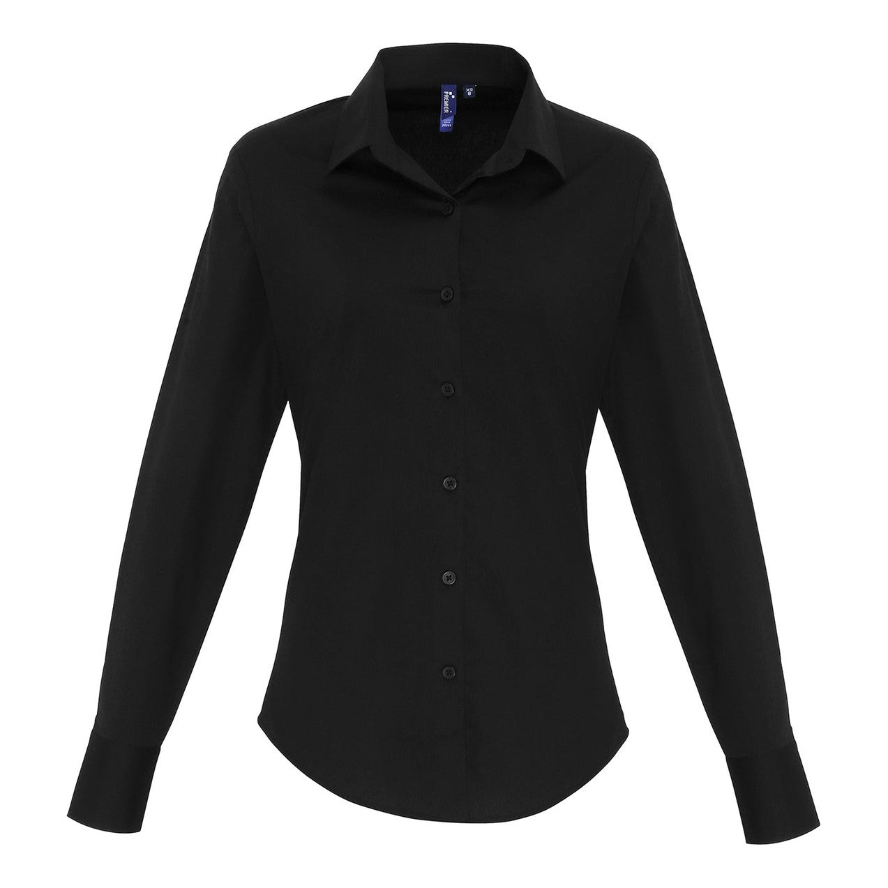 Women's stretch fit cotton poplin long sleeve blouse