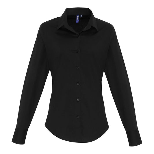 Women's stretch fit cotton poplin long sleeve blouse