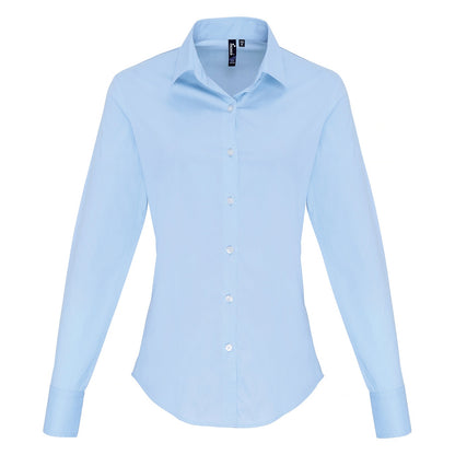 Women's stretch fit cotton poplin long sleeve blouse