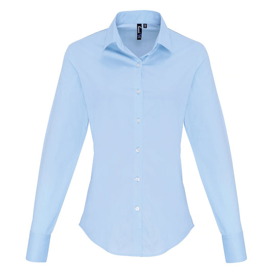 Women's stretch fit cotton poplin long sleeve blouse