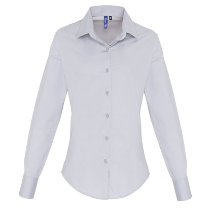 Women's stretch fit cotton poplin long sleeve blouse