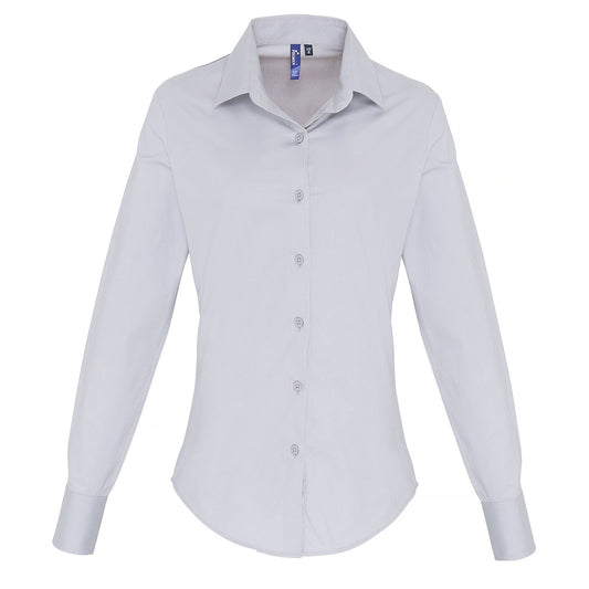 Women's stretch fit cotton poplin long sleeve blouse