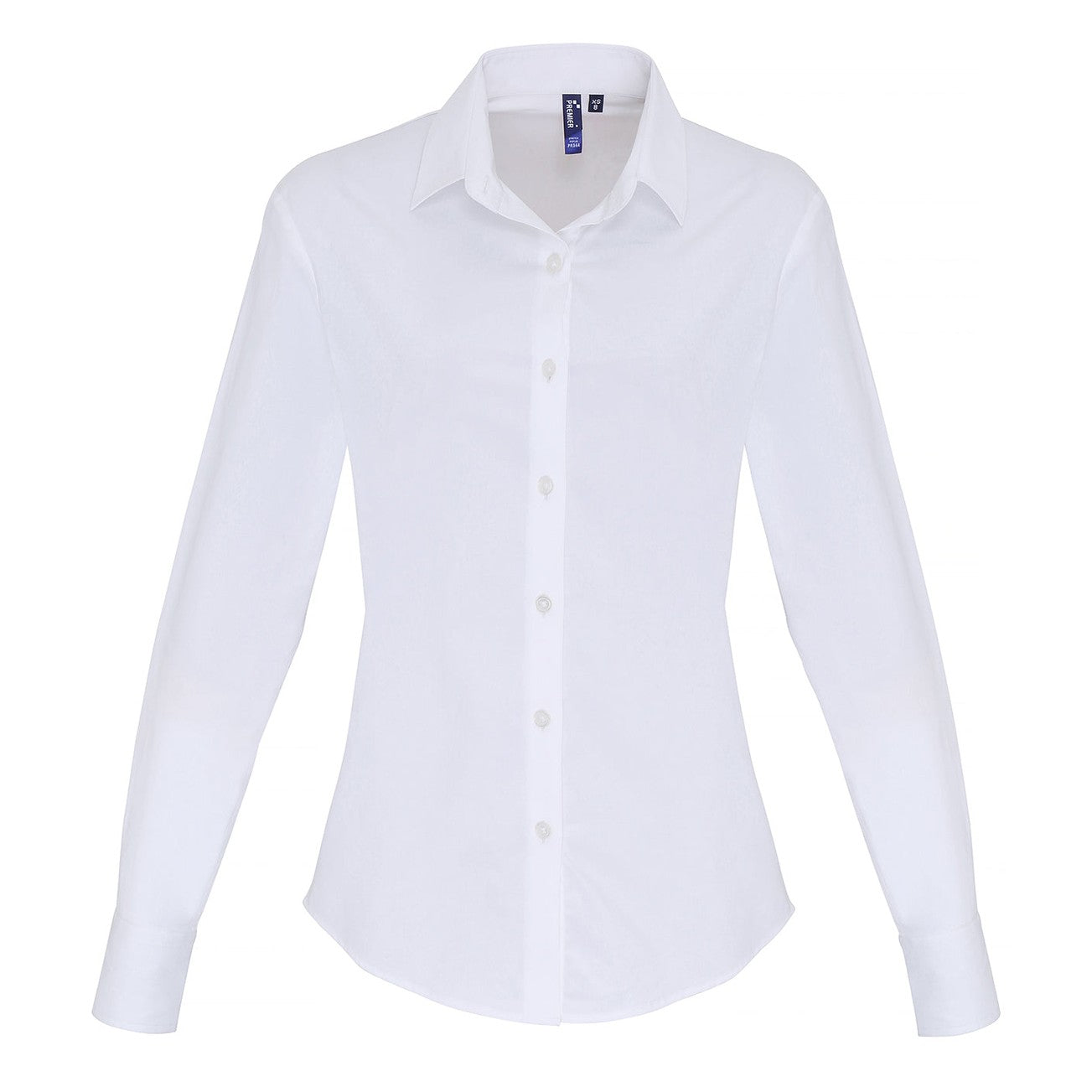Women's stretch fit cotton poplin long sleeve blouse