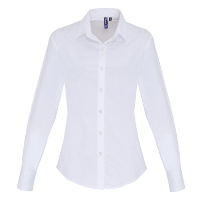 Women's stretch fit cotton poplin long sleeve blouse