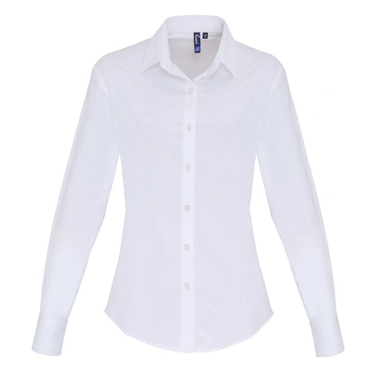 Women's stretch fit cotton poplin long sleeve blouse
