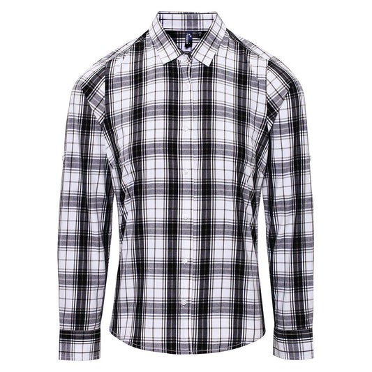 Women's Ginmill check cotton long sleeve shirt