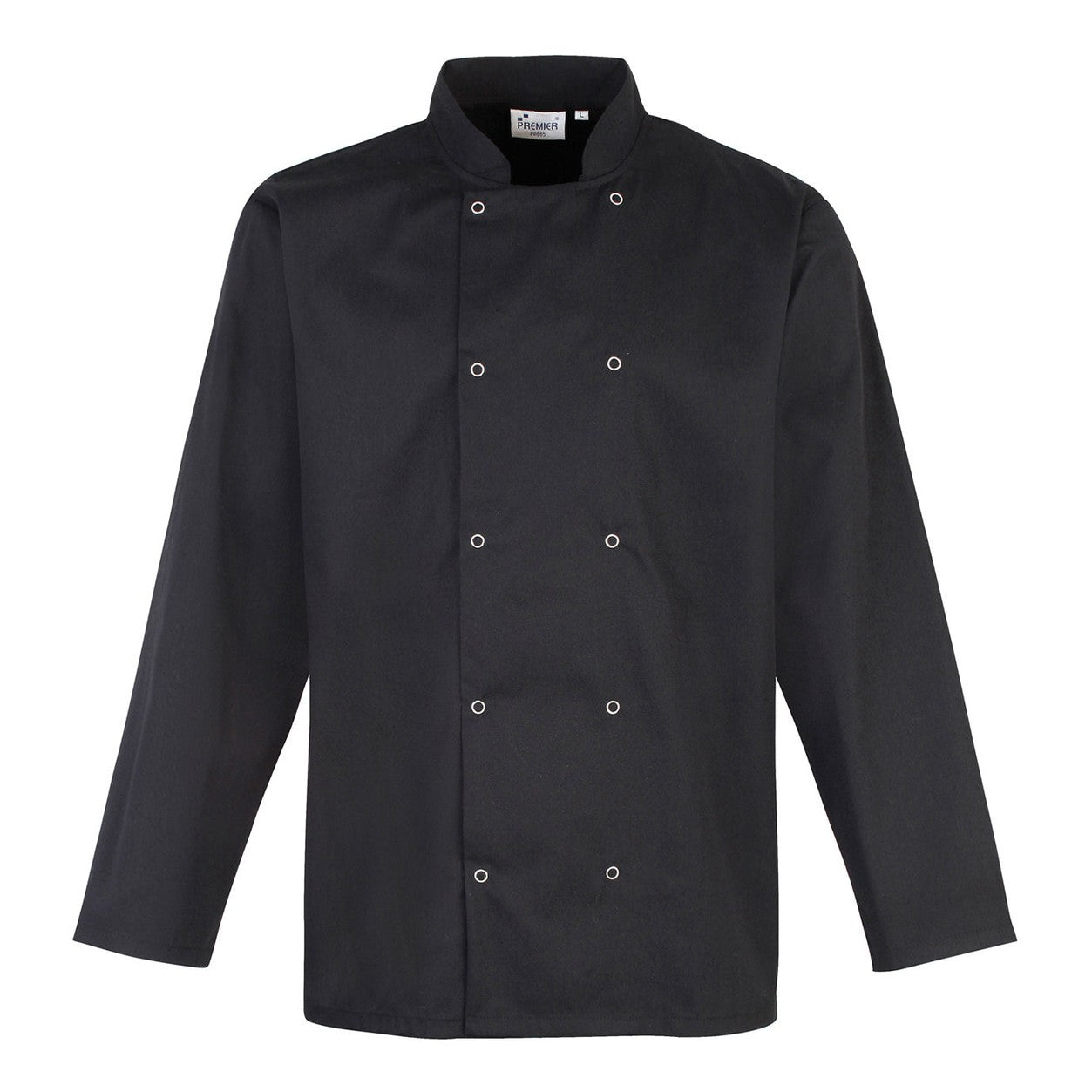 Studded front long sleeve chef's jacket