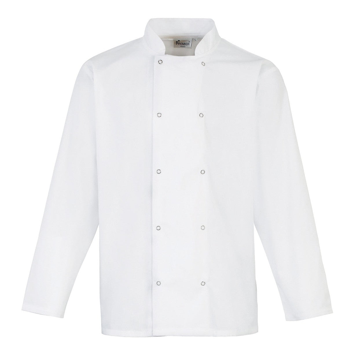 Studded front long sleeve chef's jacket