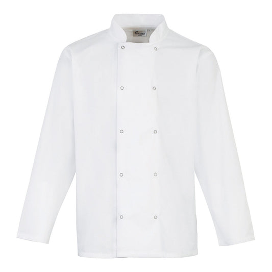 Studded front long sleeve chef's jacket