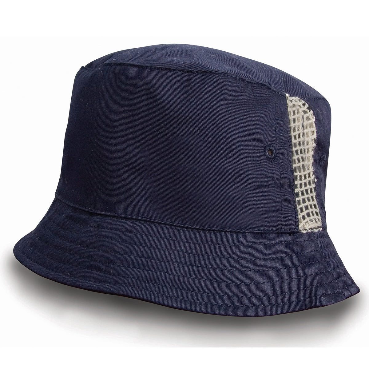 Deluxe washed cotton bucket hat with side mesh panels
