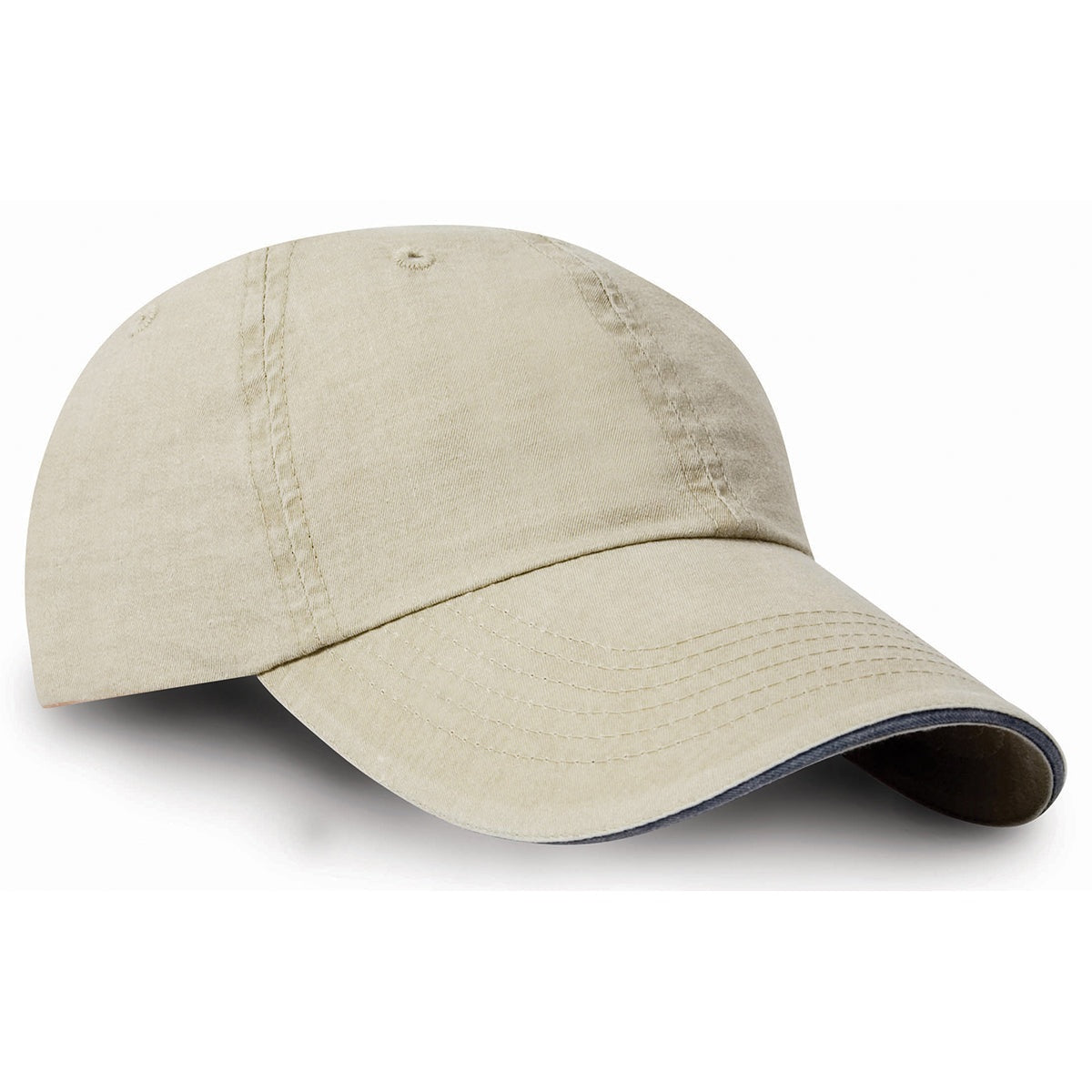 Washed fine line cotton cap with sandwich peak