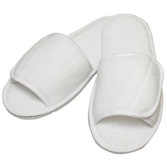 Open-toe slippers with hook and loop strap