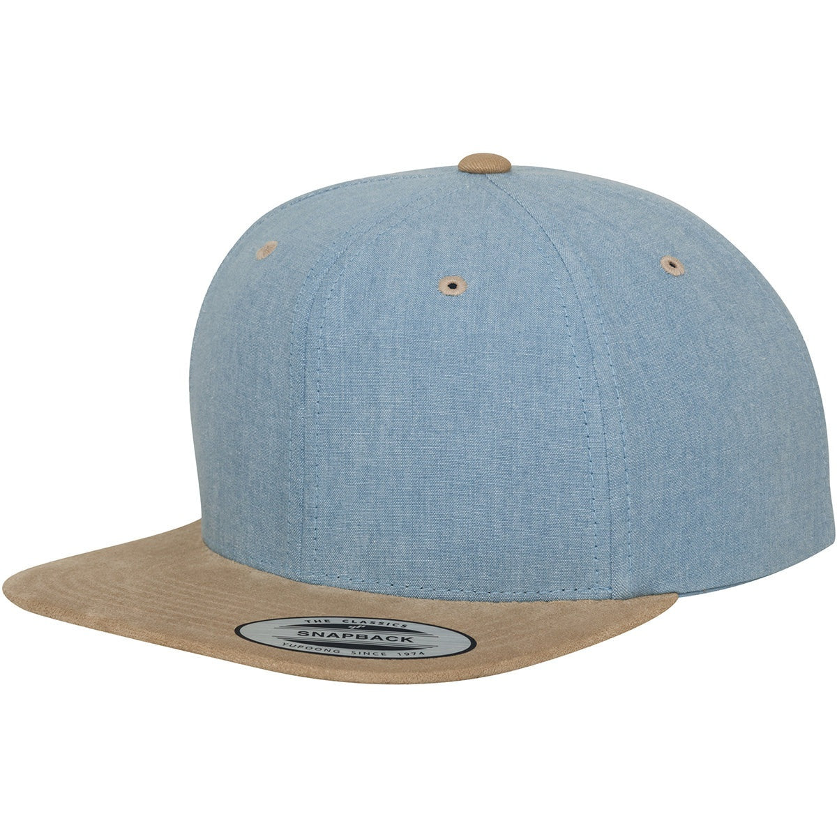 Chambray-suede snapback (6089CH)