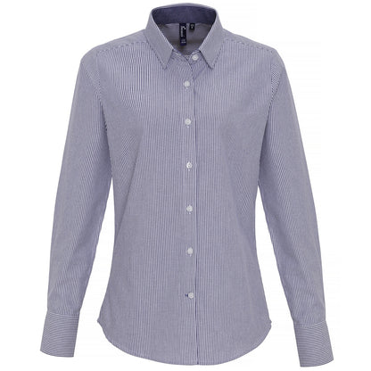 Women's cotton-rich Oxford stripes blouse