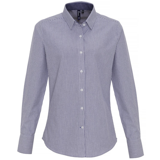 Women's cotton-rich Oxford stripes blouse