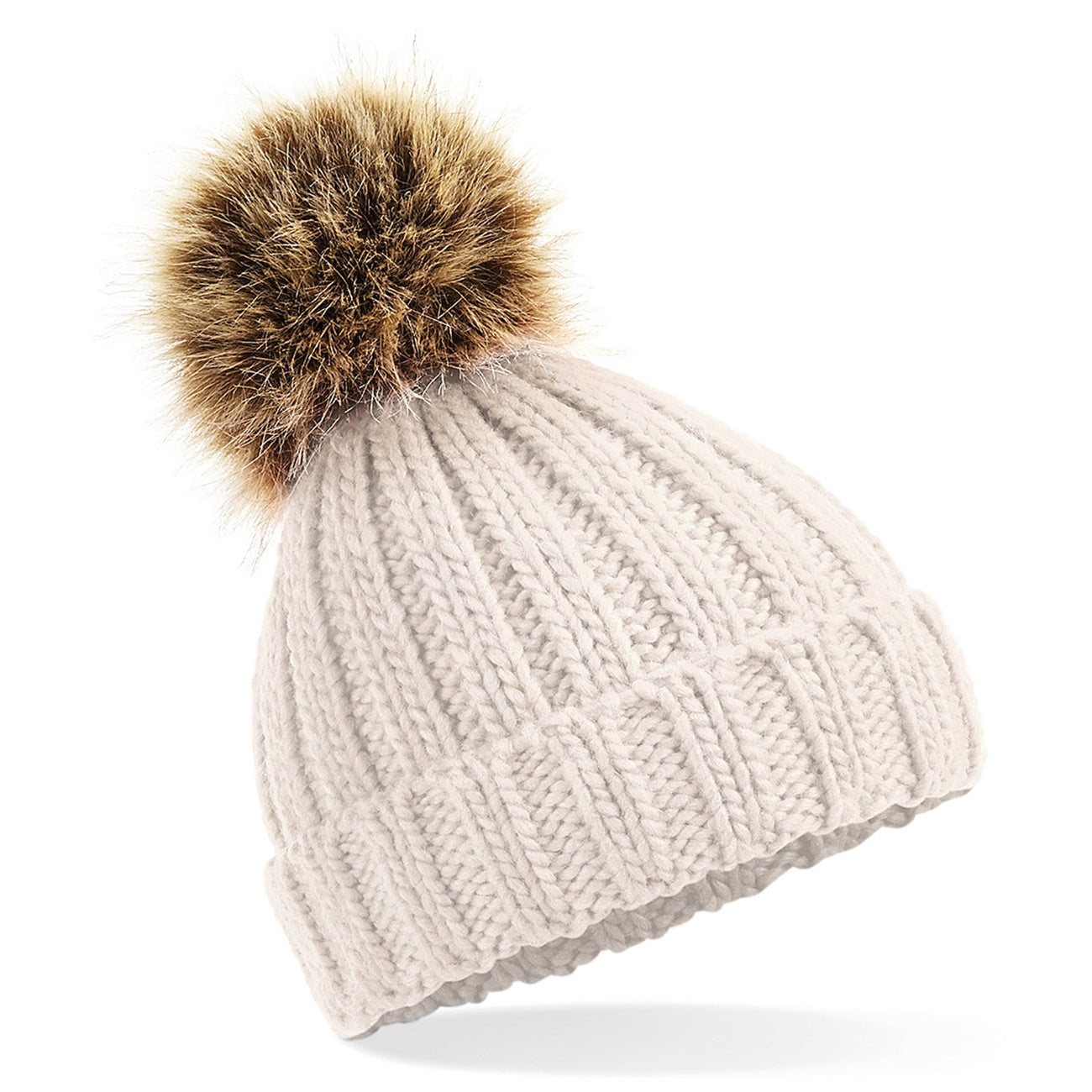 Infant/junior fur pom pom chunky beanie