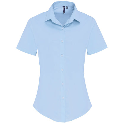 Women's stretch fit cotton poplin short sleeve blouse