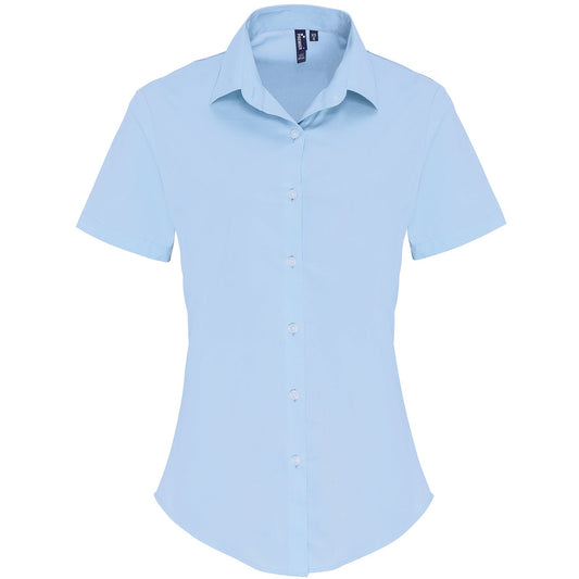 Women's stretch fit cotton poplin short sleeve blouse