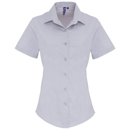 Women's stretch fit cotton poplin short sleeve blouse