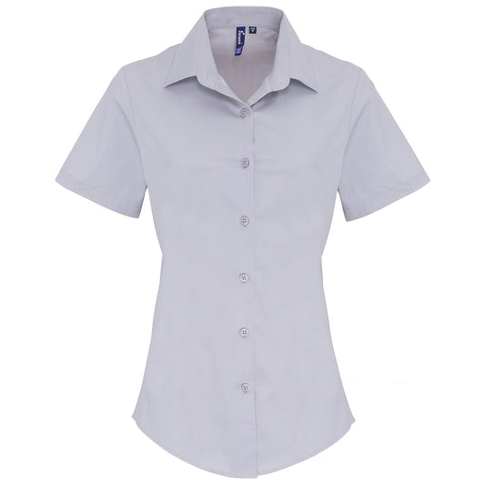 Women's stretch fit cotton poplin short sleeve blouse