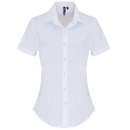 Women's stretch fit cotton poplin short sleeve blouse