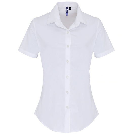 Women's stretch fit cotton poplin short sleeve blouse