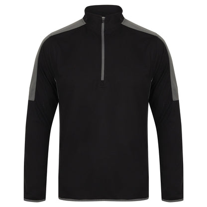 ¼ zip mid-layer with contrast panelling 