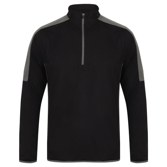 ¼ zip mid-layer with contrast panelling 