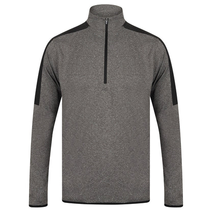 ¼ zip mid-layer with contrast panelling 