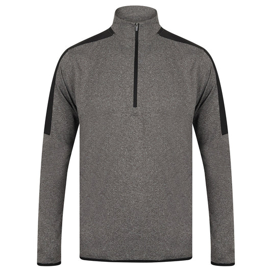 ¼ zip mid-layer with contrast panelling 