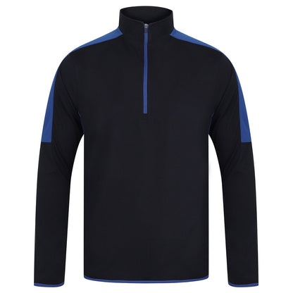 ¼ zip mid-layer with contrast panelling 