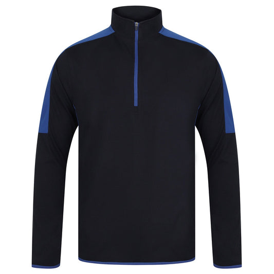 ¼ zip mid-layer with contrast panelling 