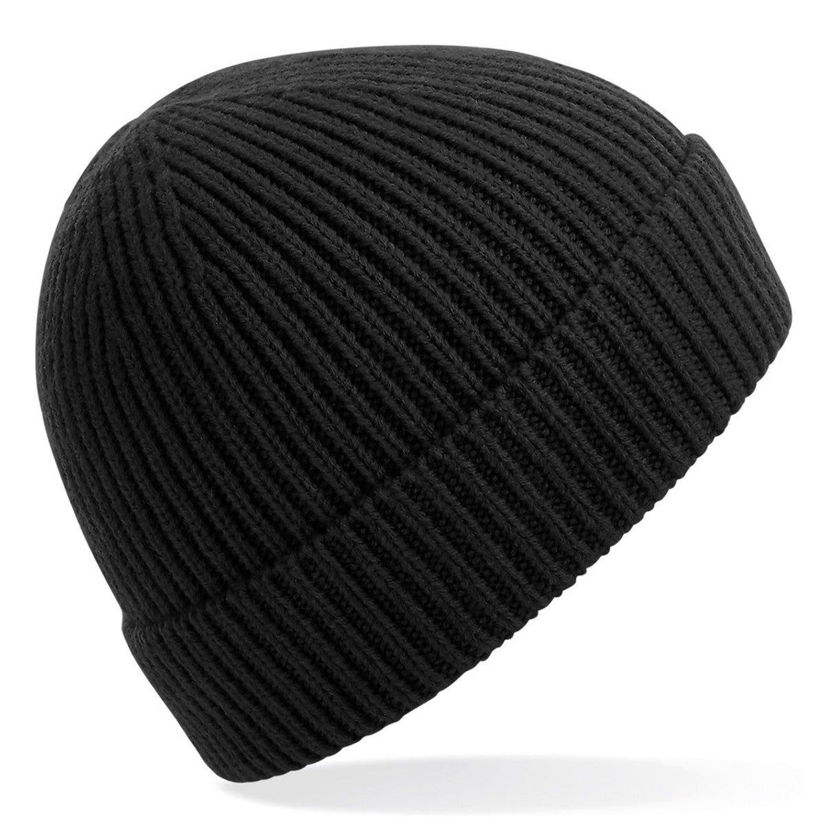 Engineered knit ribbed beanie