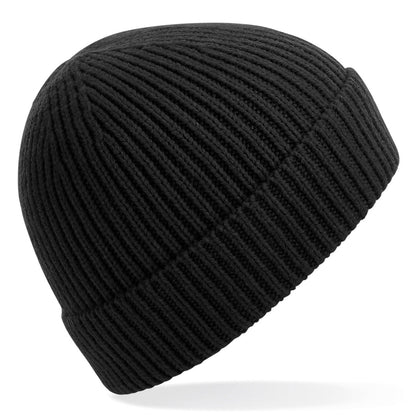 Engineered knit ribbed beanie