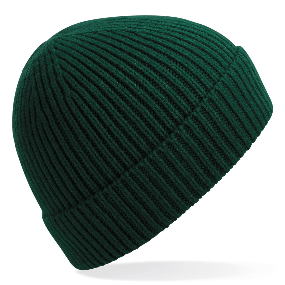 Engineered knit ribbed beanie
