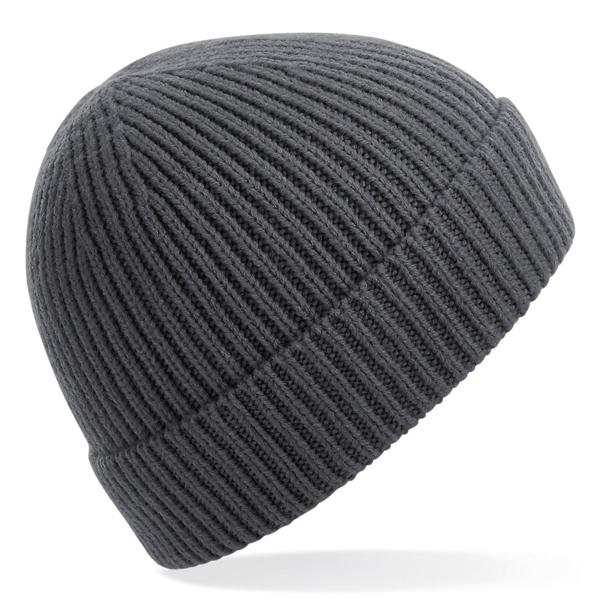 Engineered knit ribbed beanie