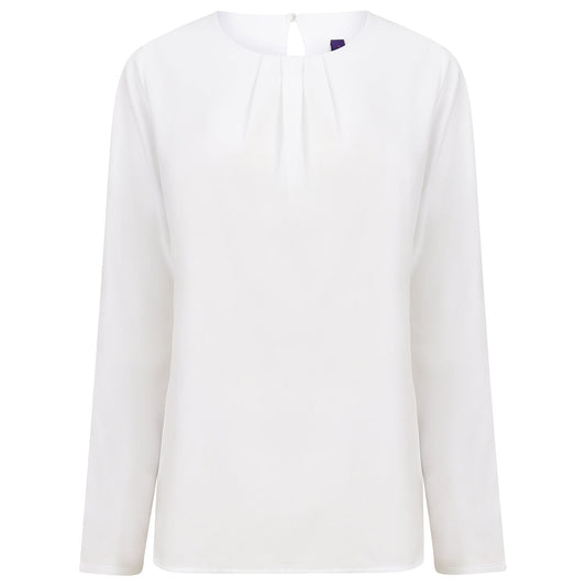 Women's pleat front long sleeve blouse