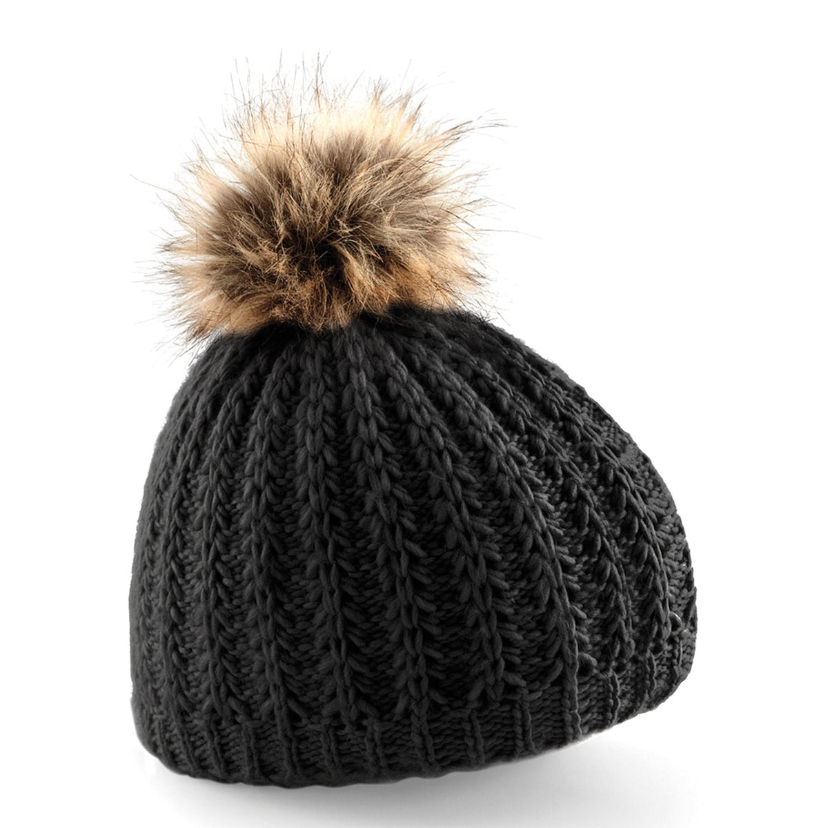 Fur pom pom beanie