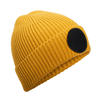 Circular fashion patch beanie