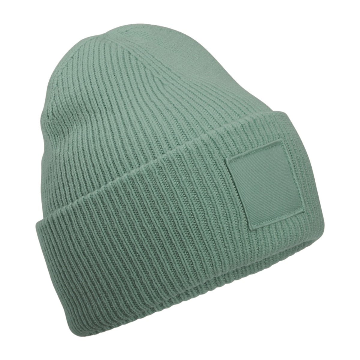 Deep-cuffed tonal patch beanie