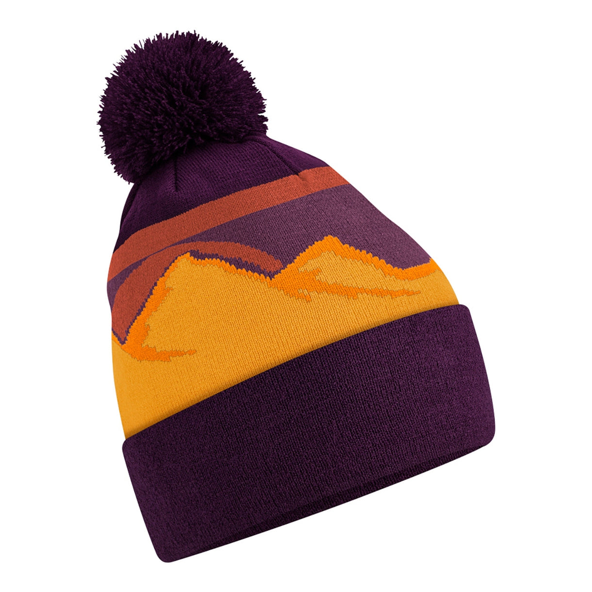 Mountain peaks pom pom beanie