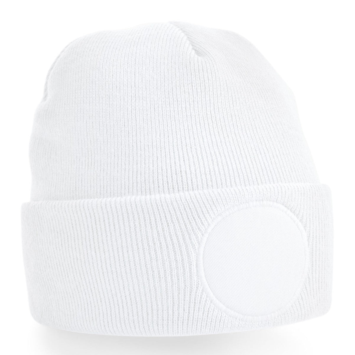Circular patch beanie