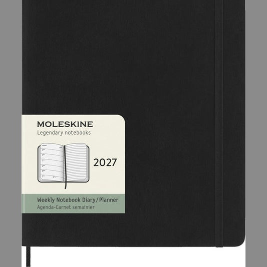 Moleskine soft cover 12 month weekly XL planner - Solid black