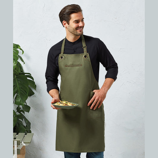 ‘Barley’ Contrast Stitch Bib Apron