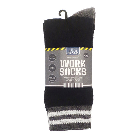 Mens 3-pack work socks (recycled cotton)