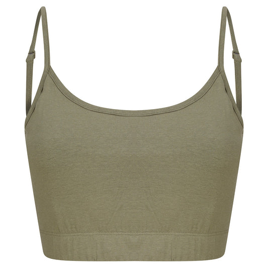 Women's sustainable fashion cropped cami top with adjustable straps