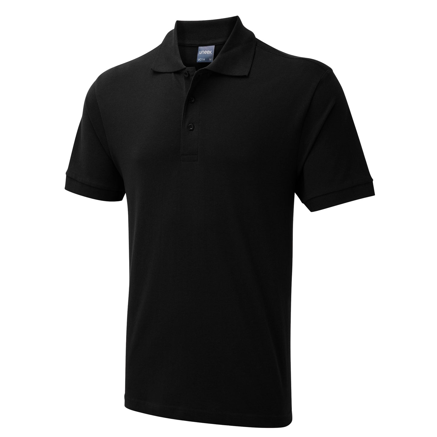 Uneek Mens Active Cotton Poloshirt - Black Black