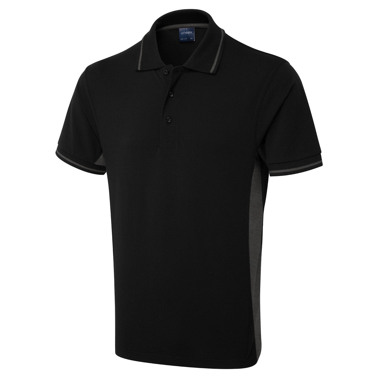 Uneek Two Tone Polo Shirt - Black/Charcoal Black/Charcoal