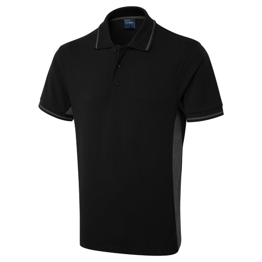 Uneek Two Tone Polo Shirt - Black/Charcoal Black/Charcoal